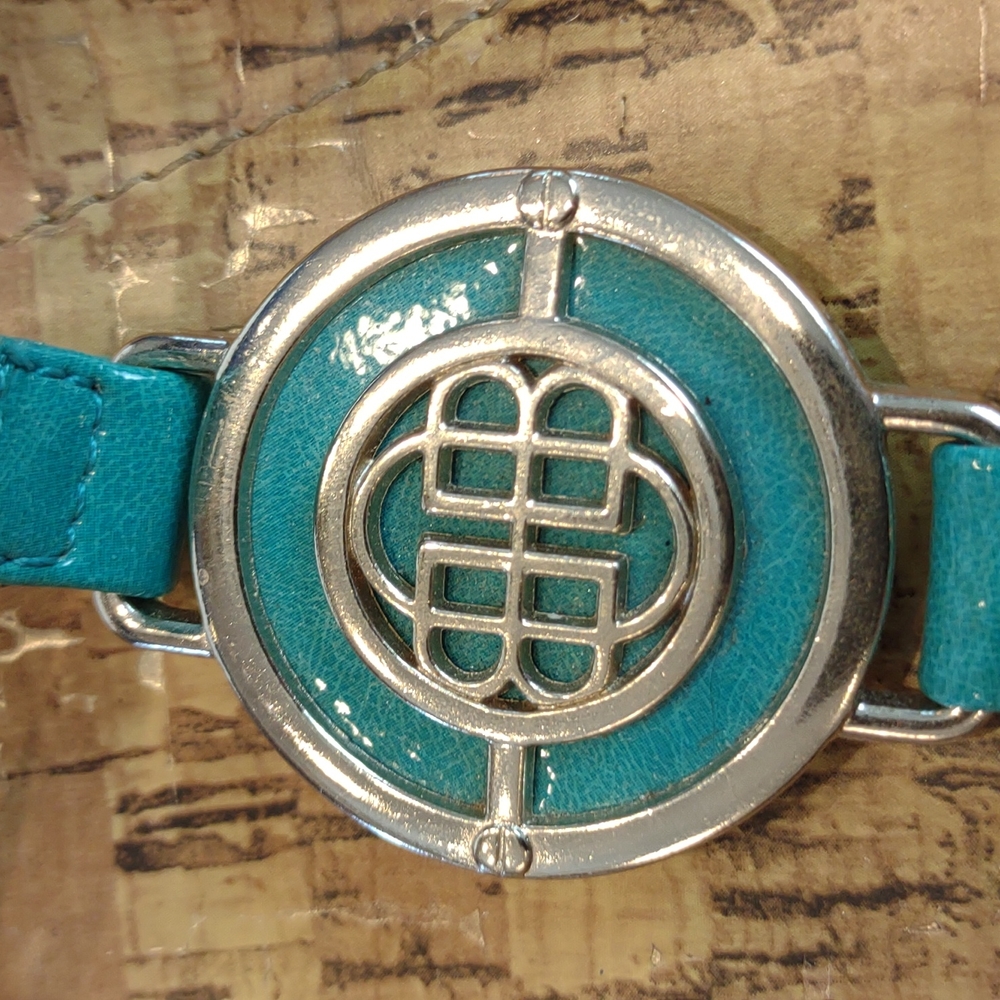 Dana Buchman Blue/Teal Straps Silver Medallion Thong Flat Sandals - Picture 4 of 13